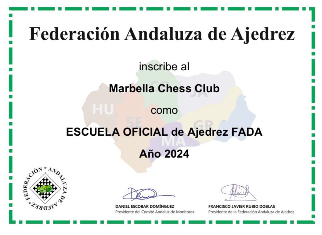Escuela Oficial Ajedrez FADA Federacion Andaluza Ajedrez Marbella Chess Club