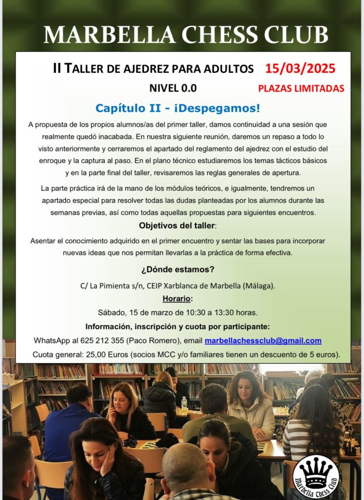 Taller de Ajedrez para Adultos Marbella Chess Club 2025
